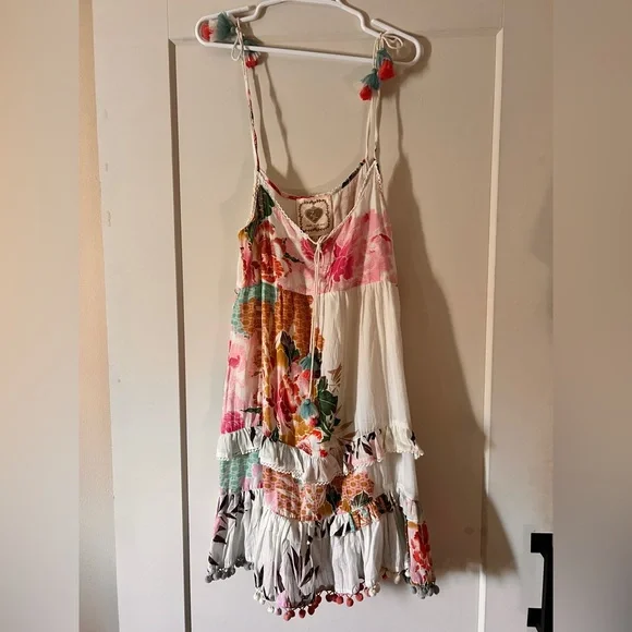 Z&L Floral Multicolor Pom Pom Sleeveless Dress - Picture 1 of 6